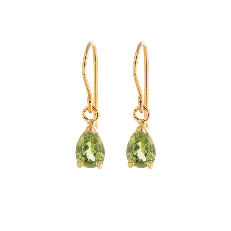 Teardrop Earring, Peridot, Gold