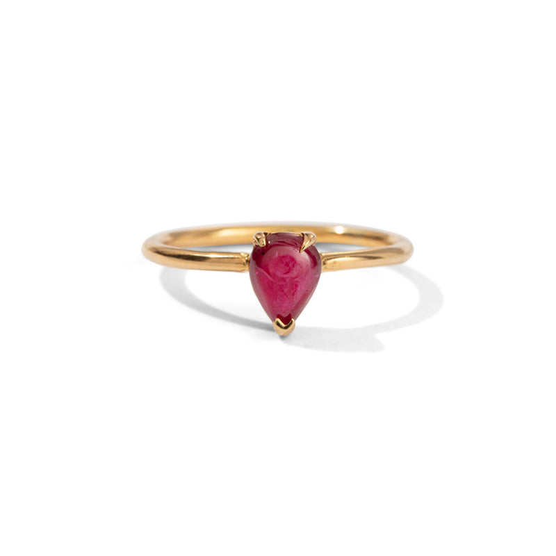 Teardrop Ring, Ruby, Gold