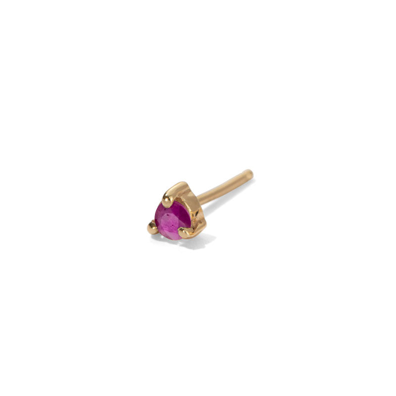 Tiny Stud Single, Ruby, 9kt Yellow Gold