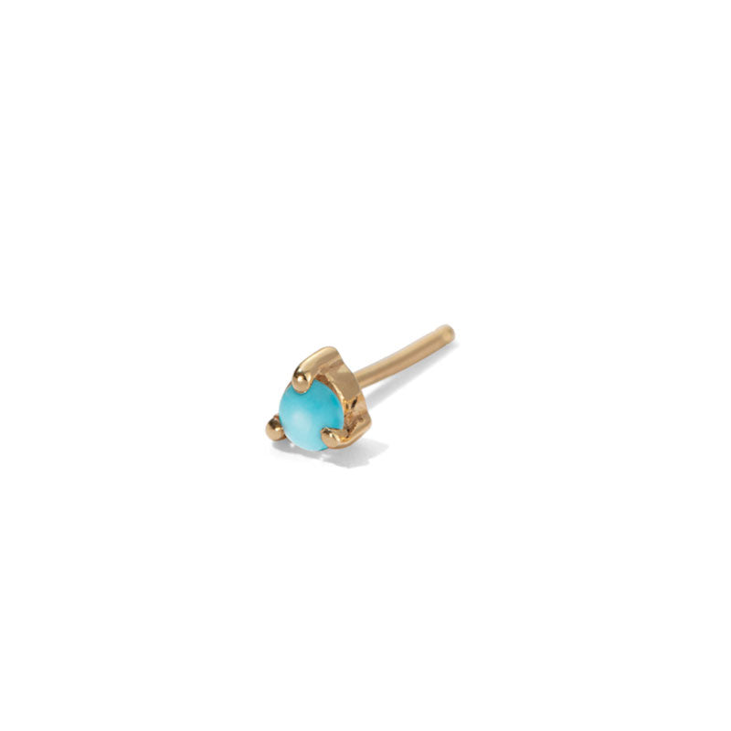 Tiny Stud Single, Turquoise, 9kt Yellow Gold