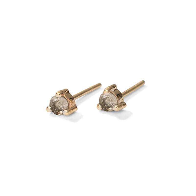 Tiny Stud, Brown Diamond, 9kt Yellow Gold