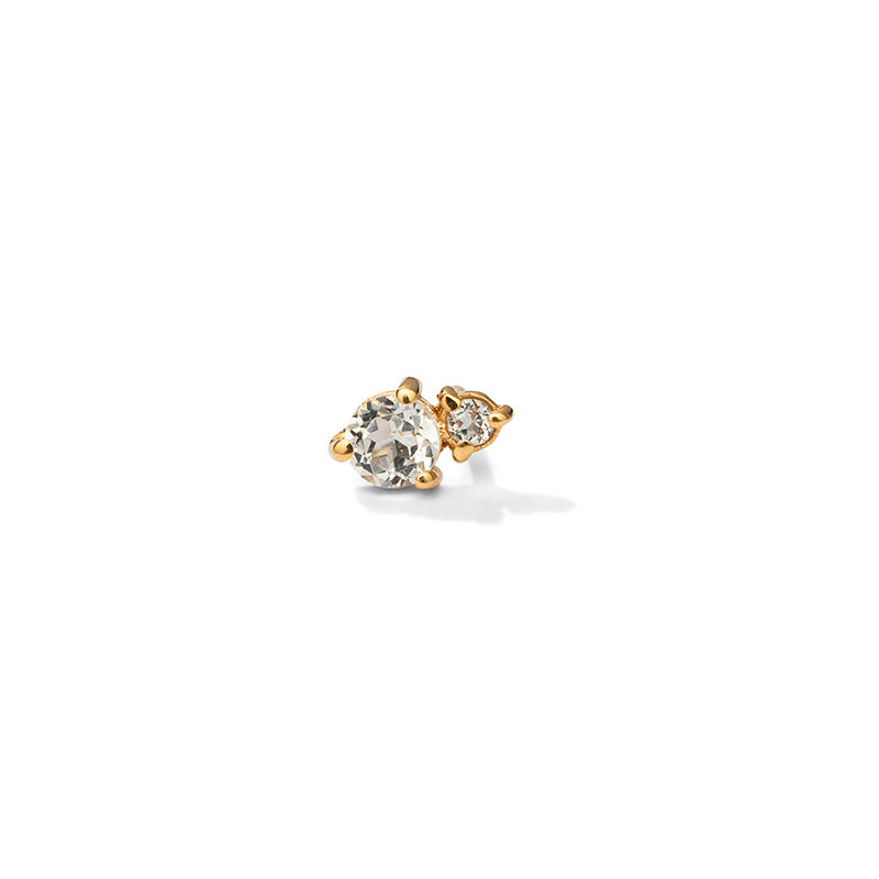 Unity Stud, White Topaz, Gold