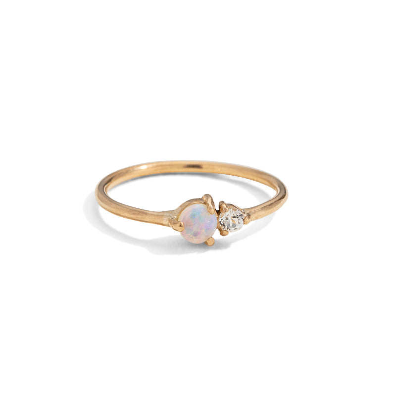 Unity Ring, White Opal, 9kt Yellow Gold