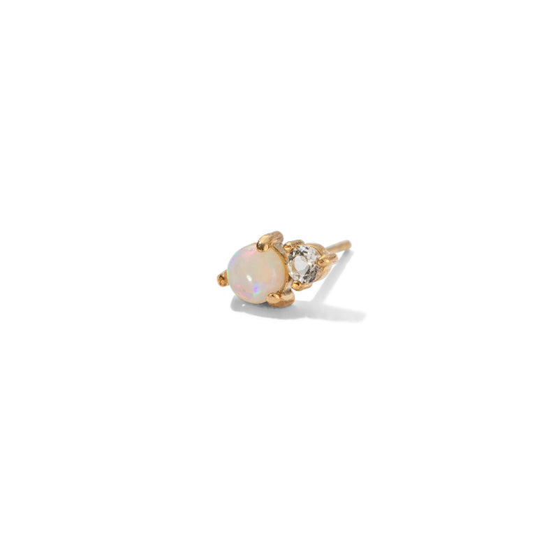 Unity Stud, White Opal, 9kt Yellow Gold