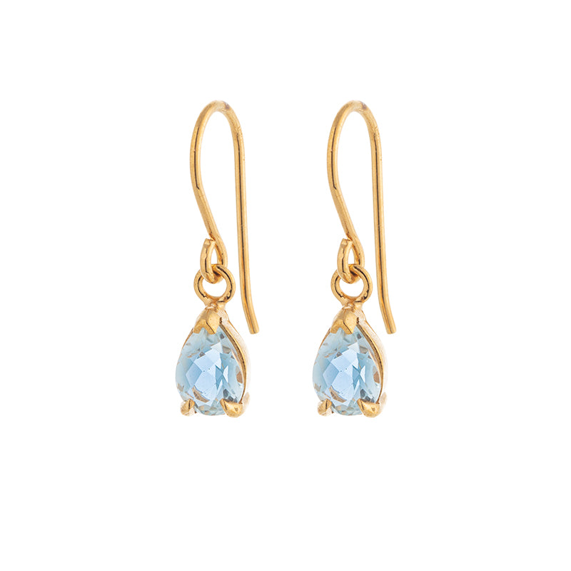 Teardrop Earring, Blue Topaz, Gold