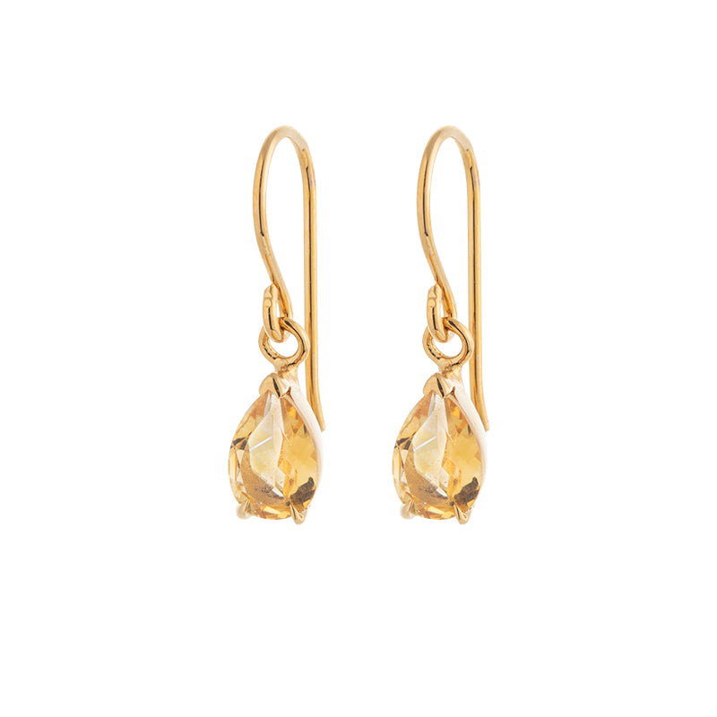 Teardrop Earring, Citrine, 9kt Yellow Gold