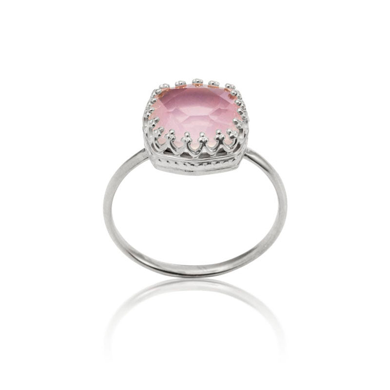 Amelia Ring, Rose Quartz, Silver
