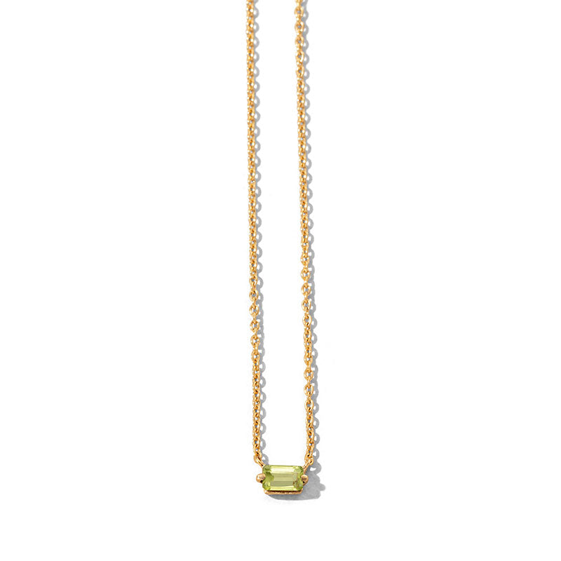 Baguette Mini Necklace, Peridot, Gold