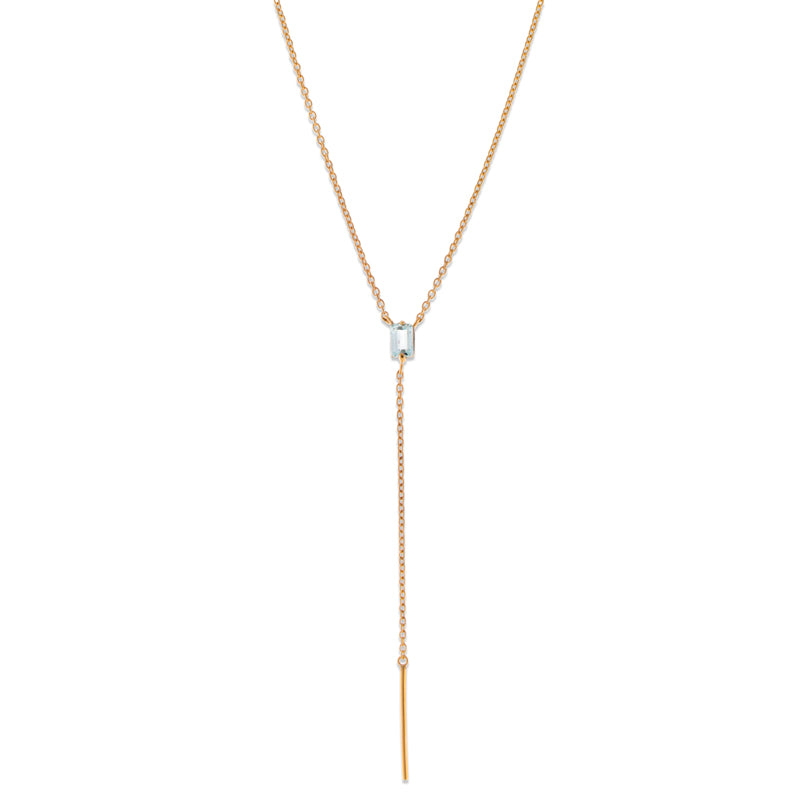 Baguette Lariat, Blue Topaz, Gold