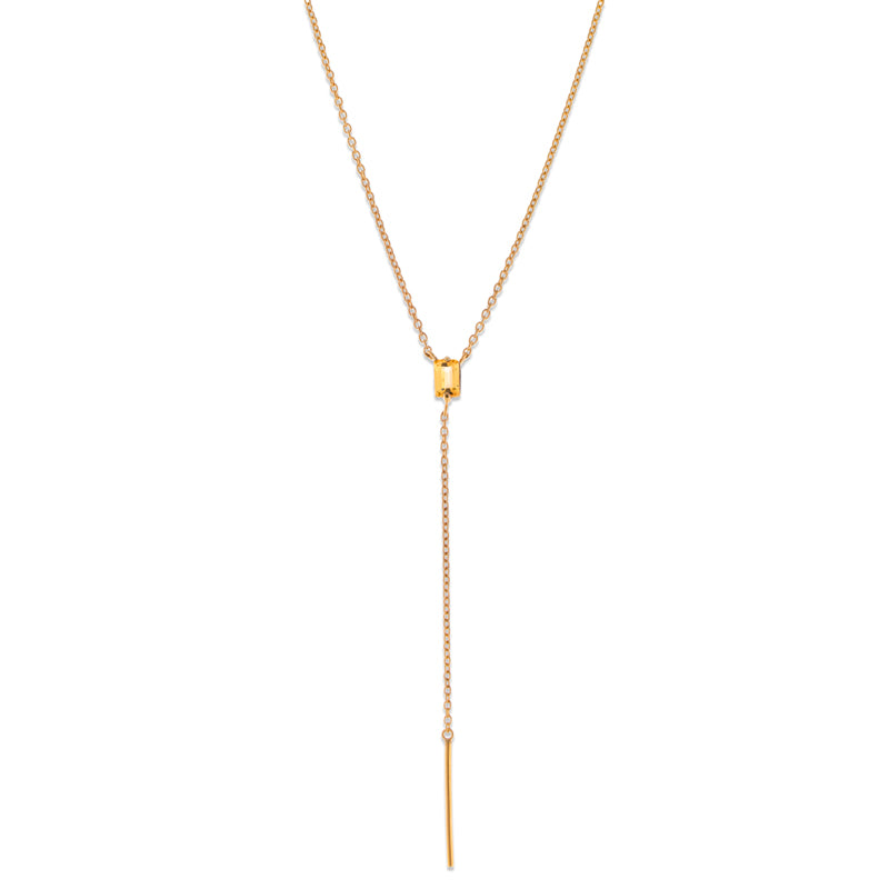 Baguette Lariat, Citrine, Gold