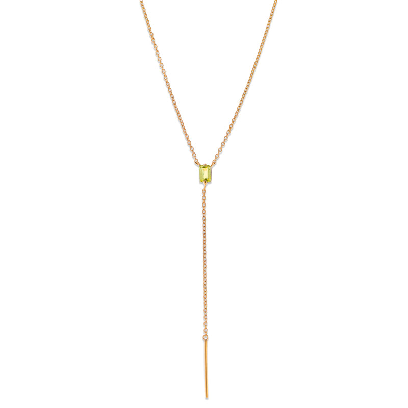 Baguette Lariat, Peridot, Gold