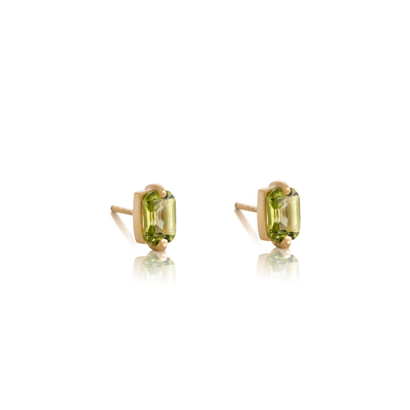 Baguette Mini Stud, Peridot, Gold