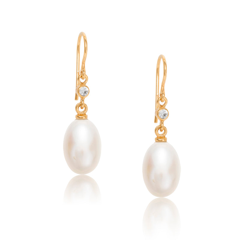 Aurora Earring, Pearl, Gold