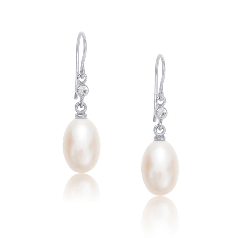 Aurora Earring, Pearl, Silver