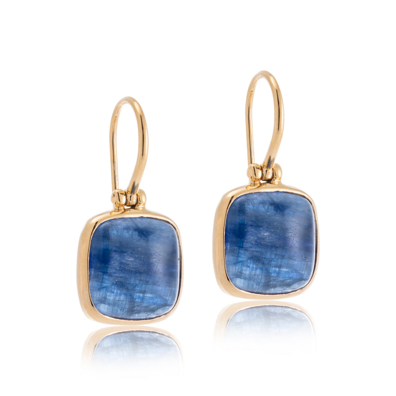 Cushion Earring, Kyanite, Gold