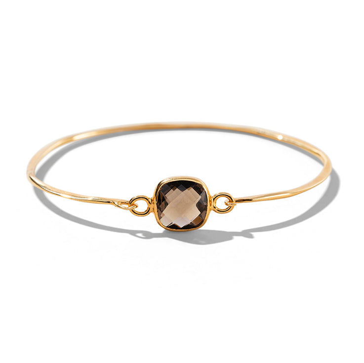 Tetra Bangle, Smokey Quartz, Gold