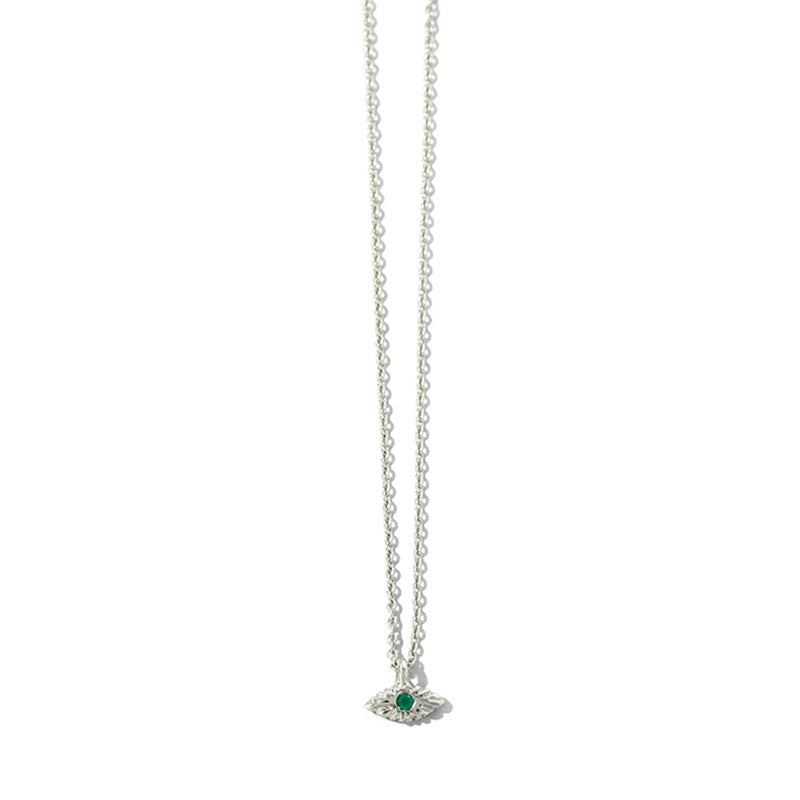 Evil Eye Necklace, Green Onyx, Silver