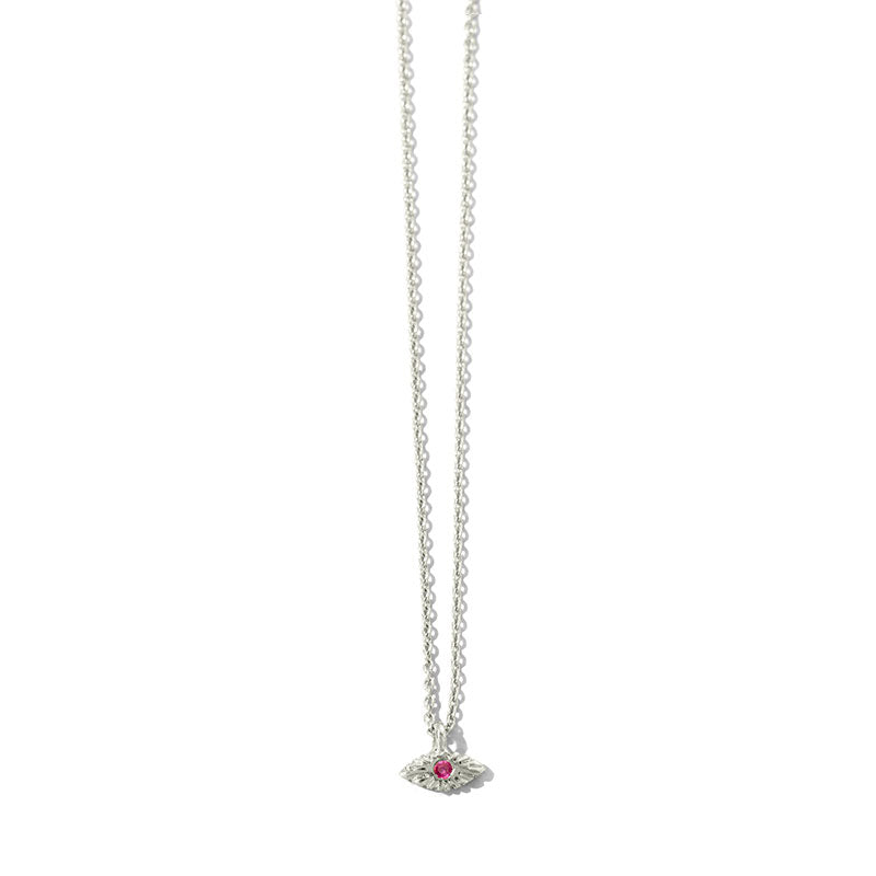 Evil Eye Necklace, Ruby, Silver