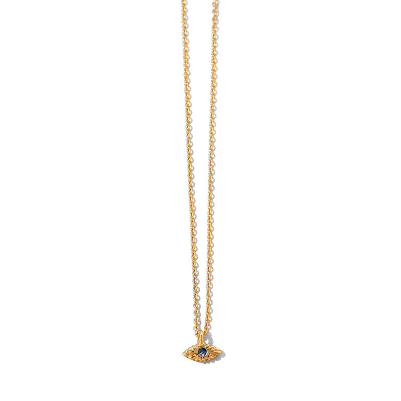 Evil Eye Necklace, Sapphire, 9kt Yellow Gold