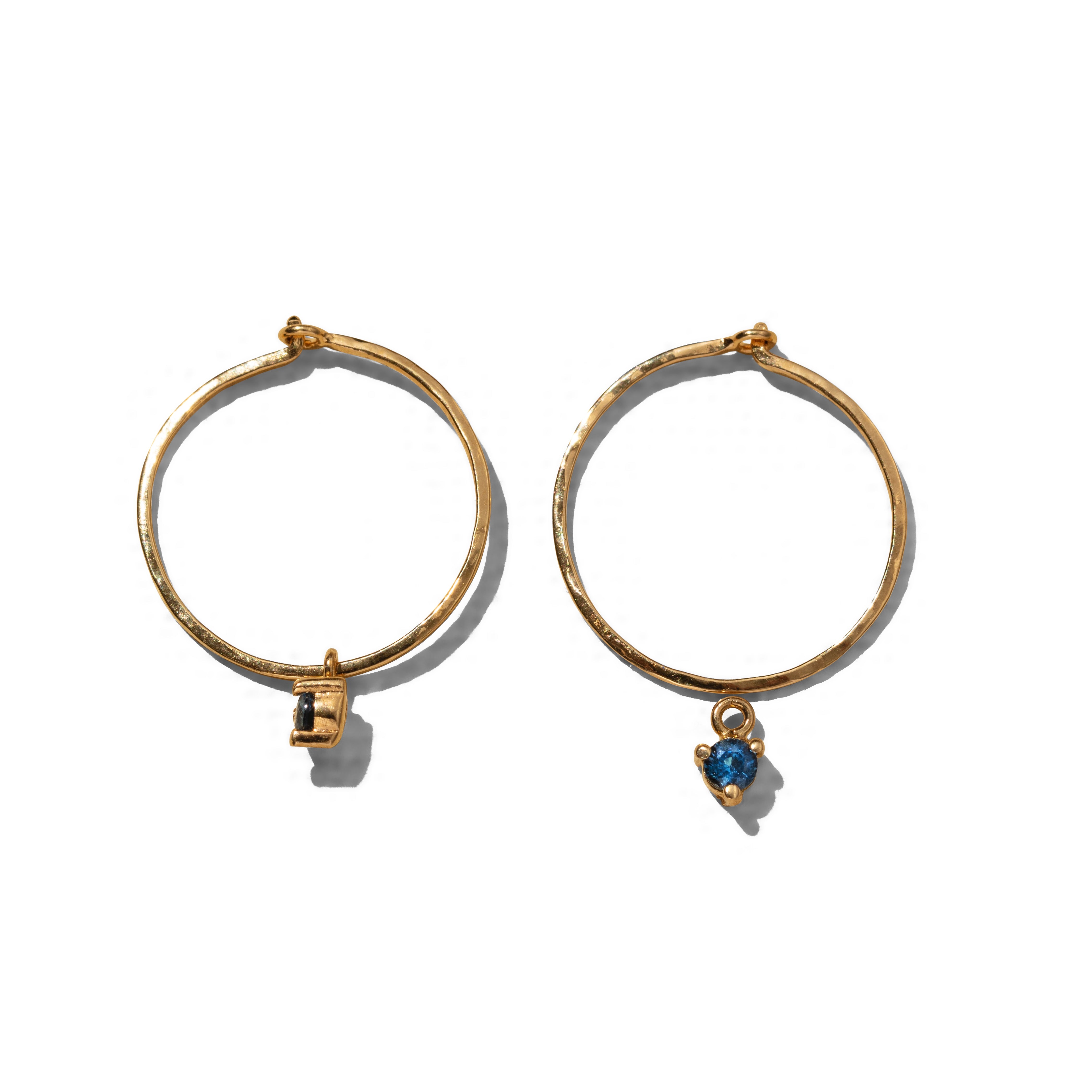 Fine Forged Hoops, Sapphire, Gold