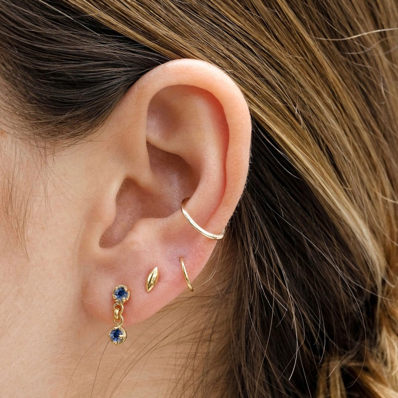 Winkie Duo Stud, Blue Sapphire, Gold