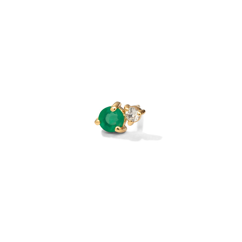 Unity Stud, Green Onyx, 9kt Yellow Gold