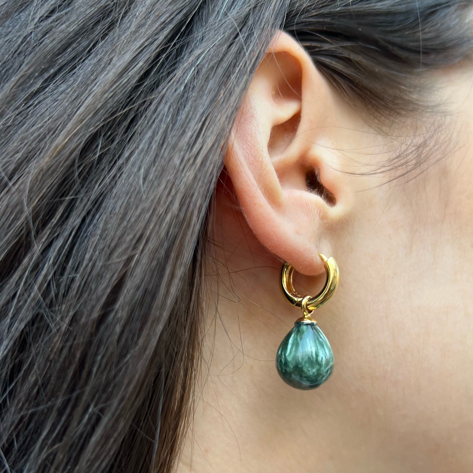 Veneto Hoop, Seraphinite, Gold