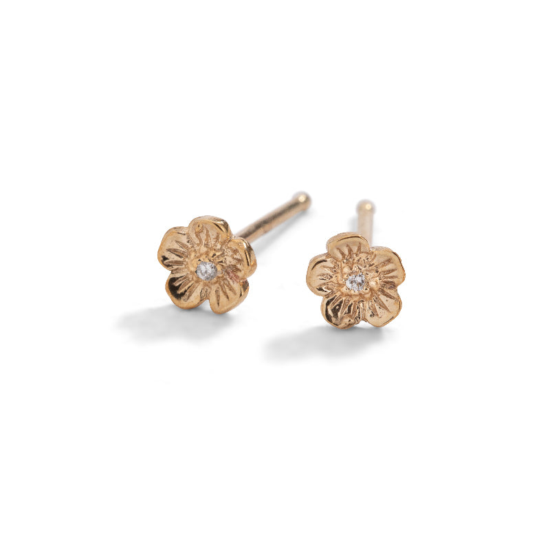 Blossom Studs, Diamond, 9kt Yellow Gold