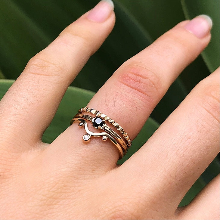Twig Ring, Black Diamond, 9kt Rose Gold