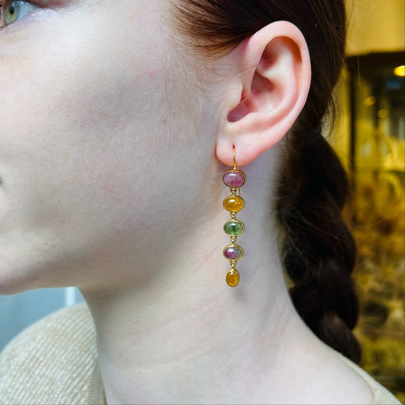 Cascade Earring, Tourmaline, Gold