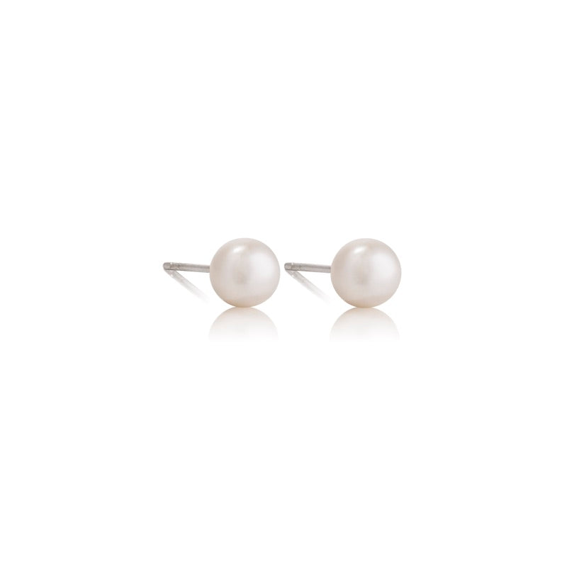 Pearl Stud, 6mm Silver