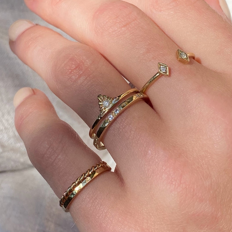 Forged Diamond Band in 9kt Yellow Gold – Kerry Rocks Jewellery