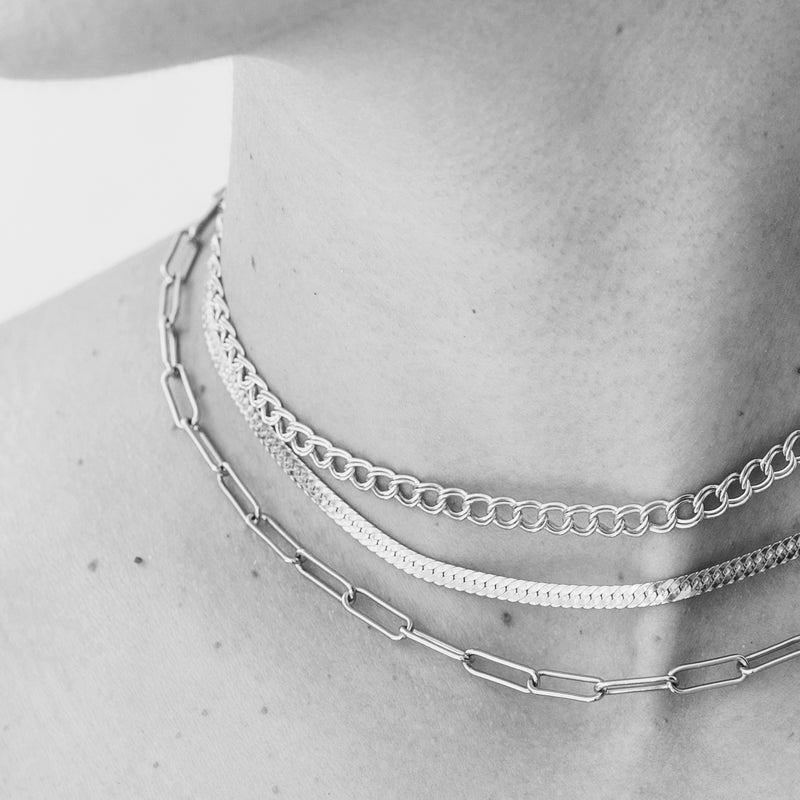 Saturn Collar Chain Necklace, Silver