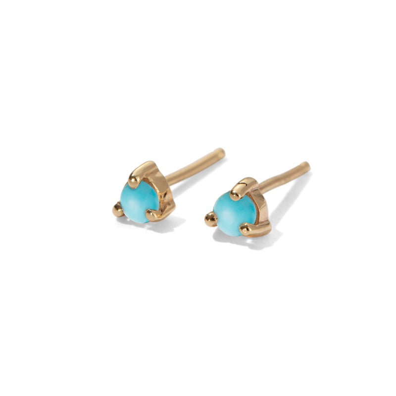 Tiny Stud, Turquoise, 9kt Yellow Gold