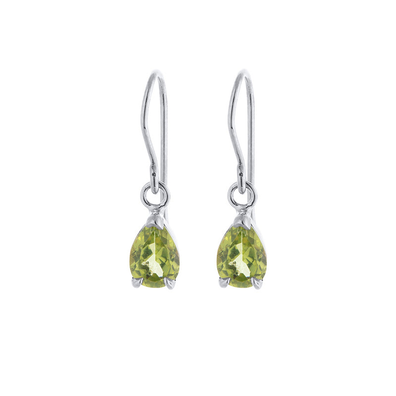 Teardrop Earring, Peridot, Silver