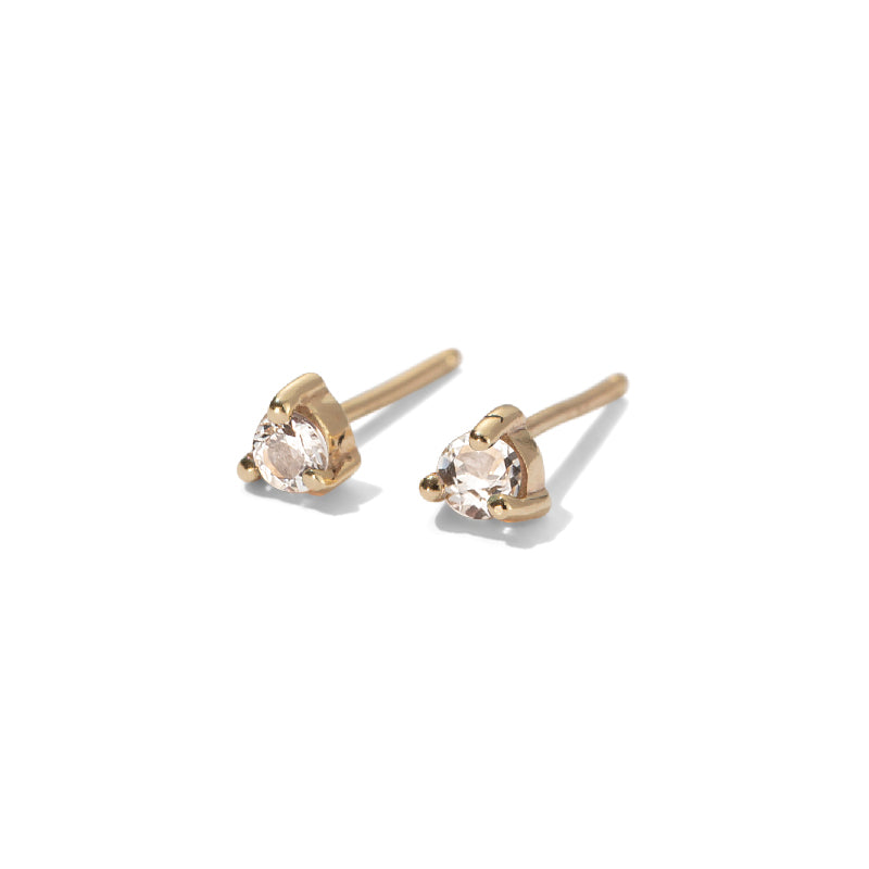 Tiny Stud, White Topaz, Gold