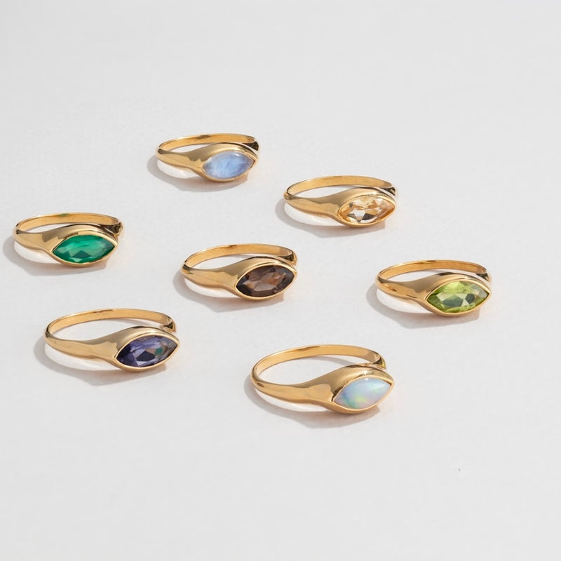Iris Ring, Smokey Quartz, 9kt Yellow Gold