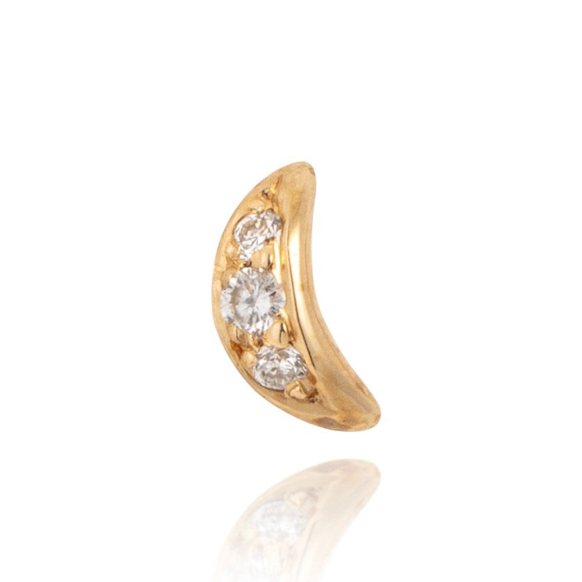 Crescent Stud Single, Diamond, 9kt Yellow Gold