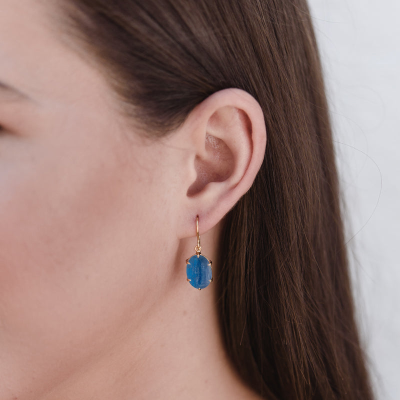 Helene Earring, Kyanite, Gold