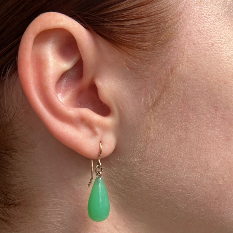 Freya Earring, Chrysoprase, 9kt Yellow Gold