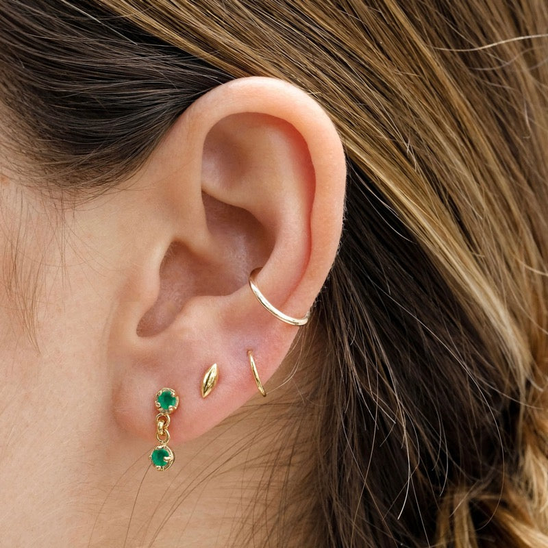 Winkie Duo Stud, Green Onyx, Gold