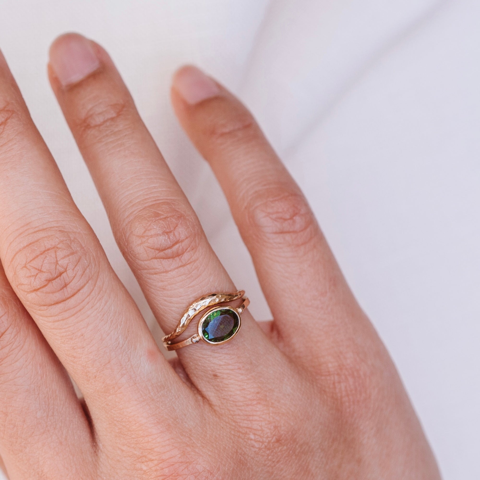 Pippa Ring, Green Tourmaline, 9kt Yellow Gold