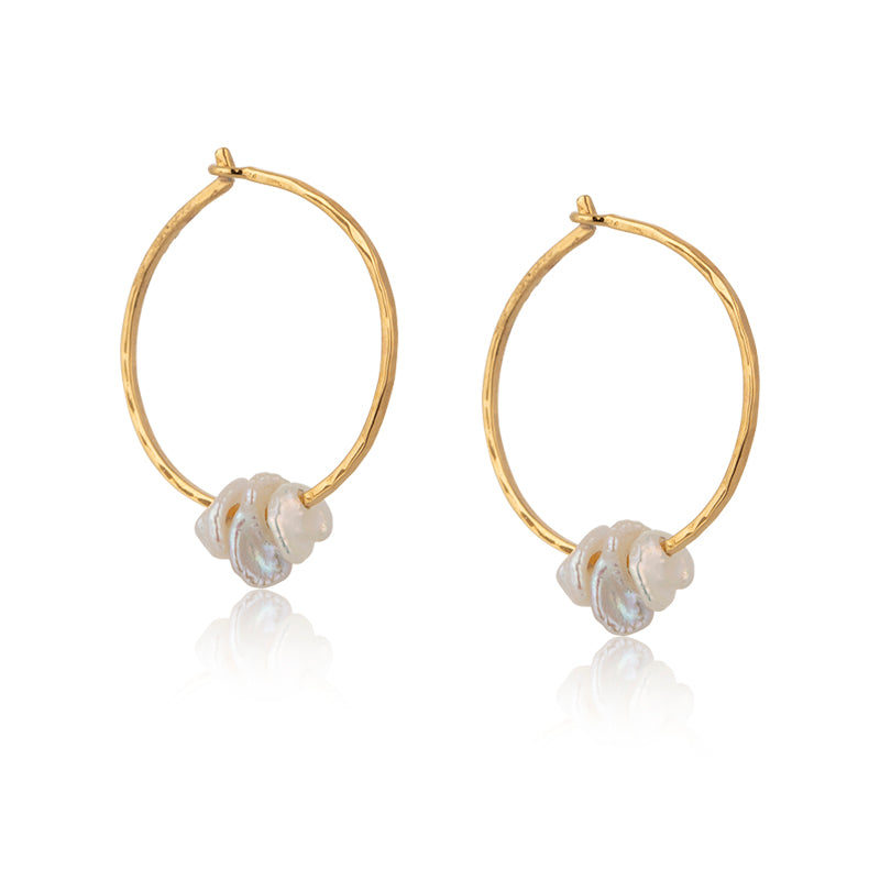 Petal Pearl Hoop, Gold