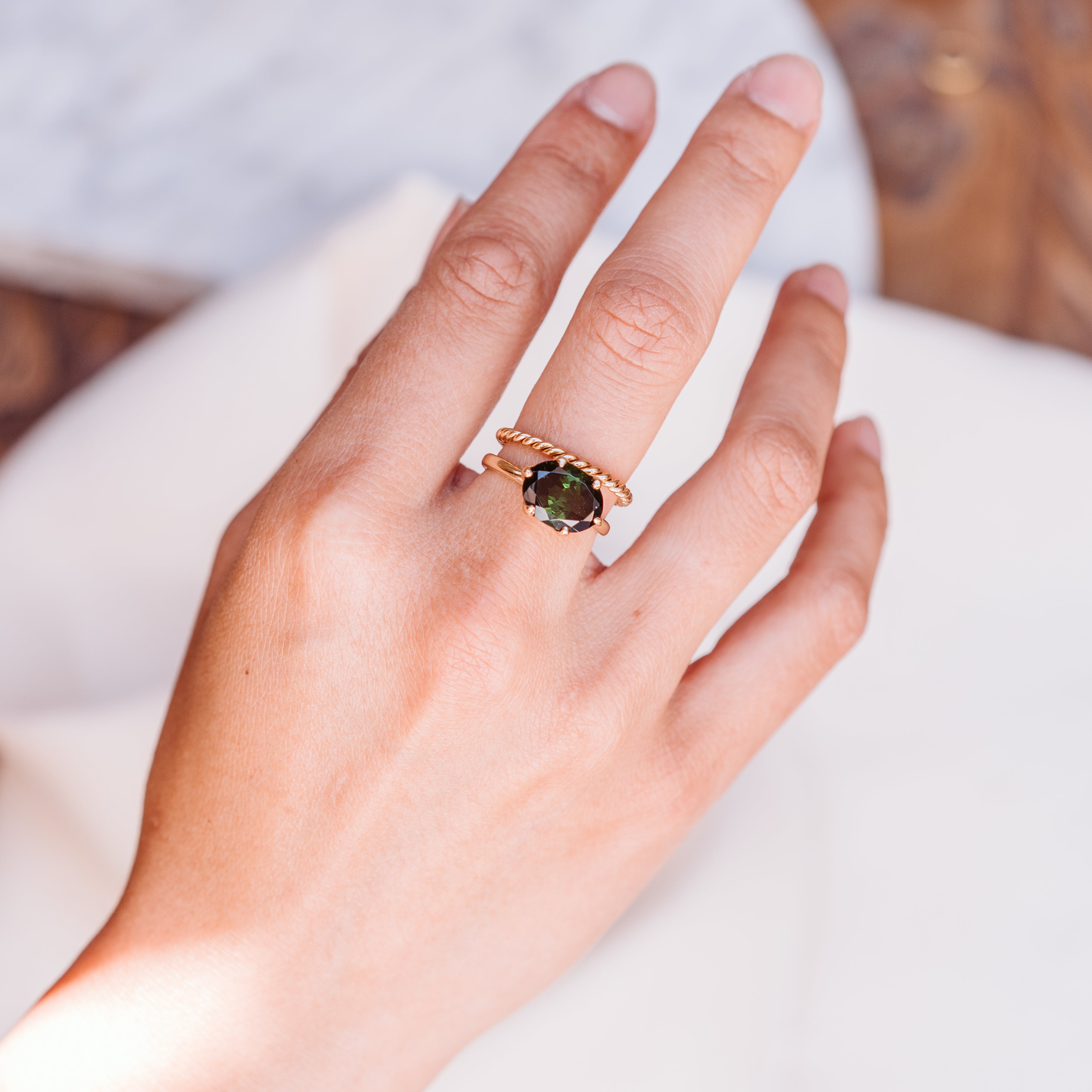 Gigi Ring, Green Tourmaline, 9kt Yellow Gold