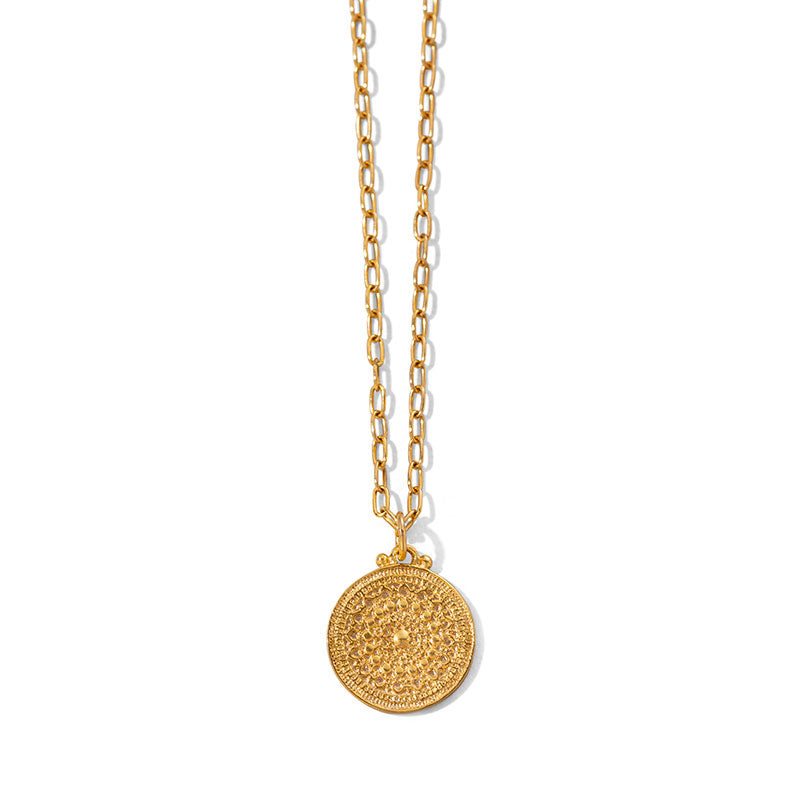 Medallion Necklace, Gold