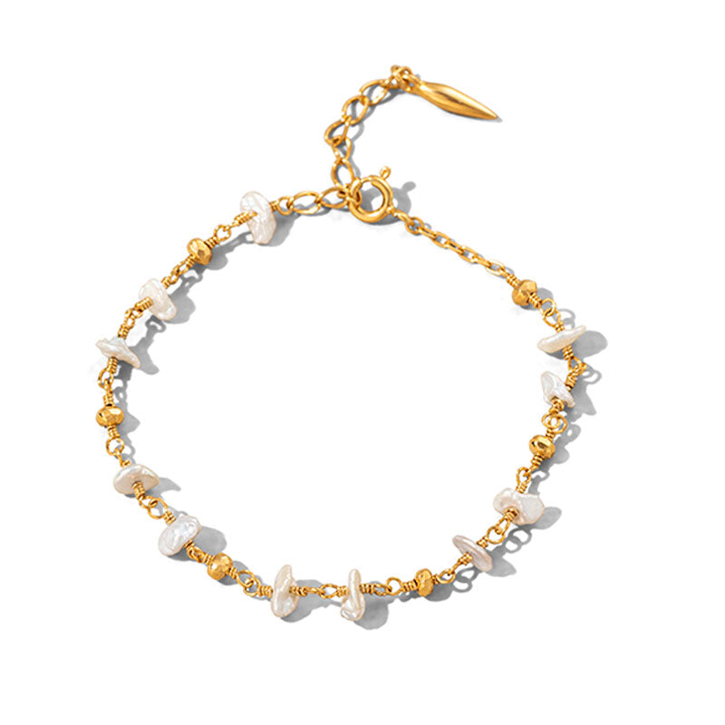 Mercy Bracelet, Keshi Pearl, Gold