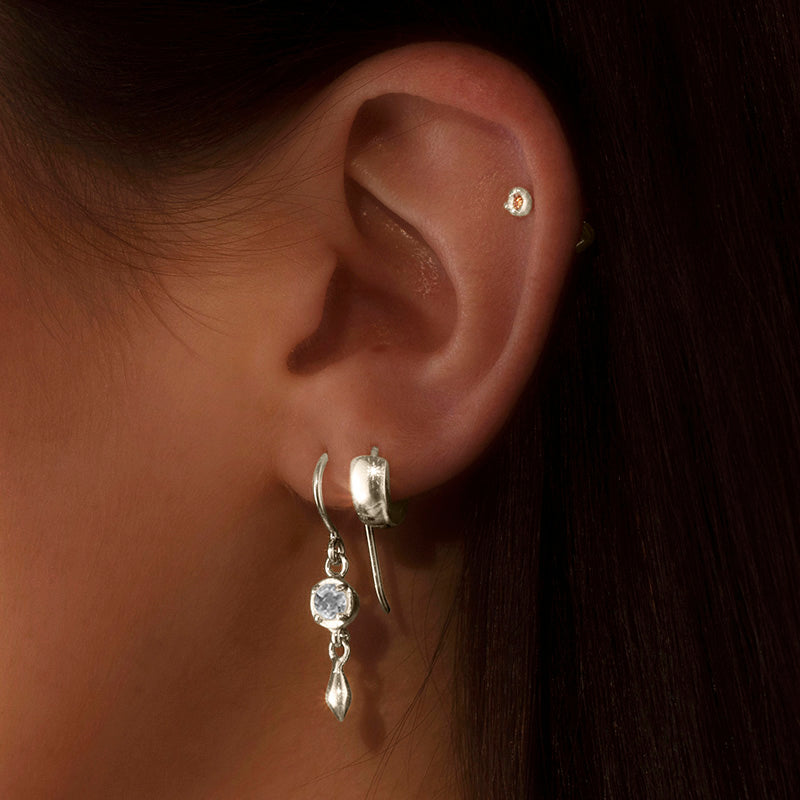 Mercy Earring, White Topaz, Silver