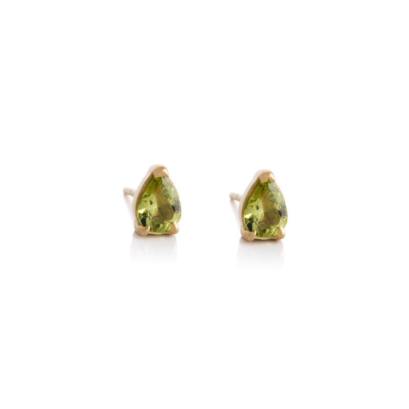 Teardrop Stud, Peridot, Gold