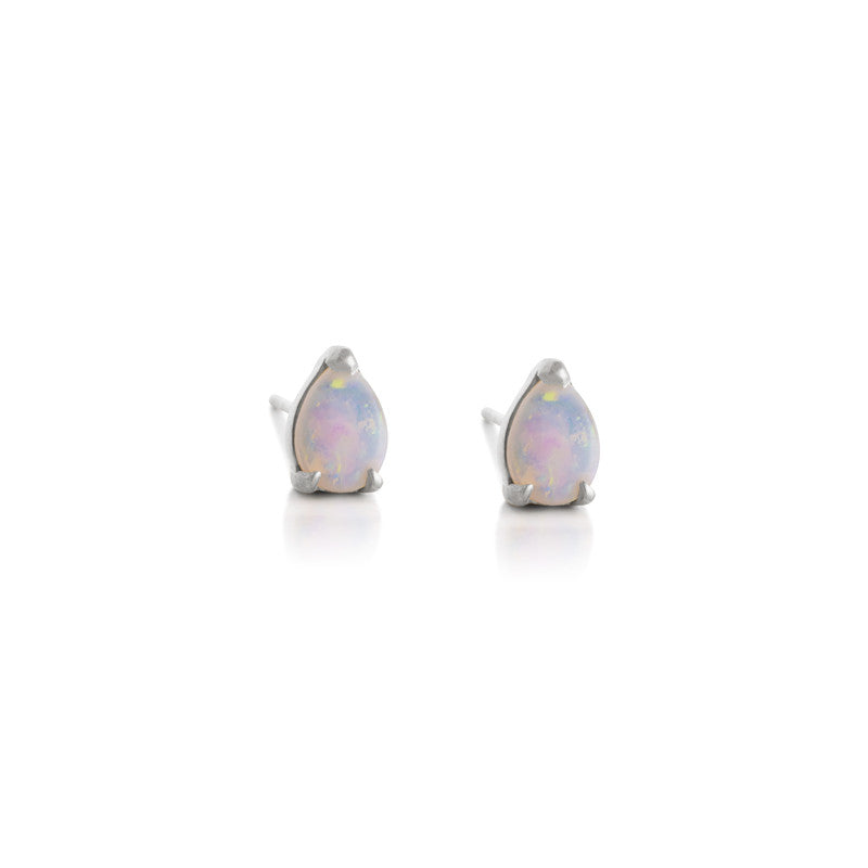 Teardrop Stud, Opal, Silver