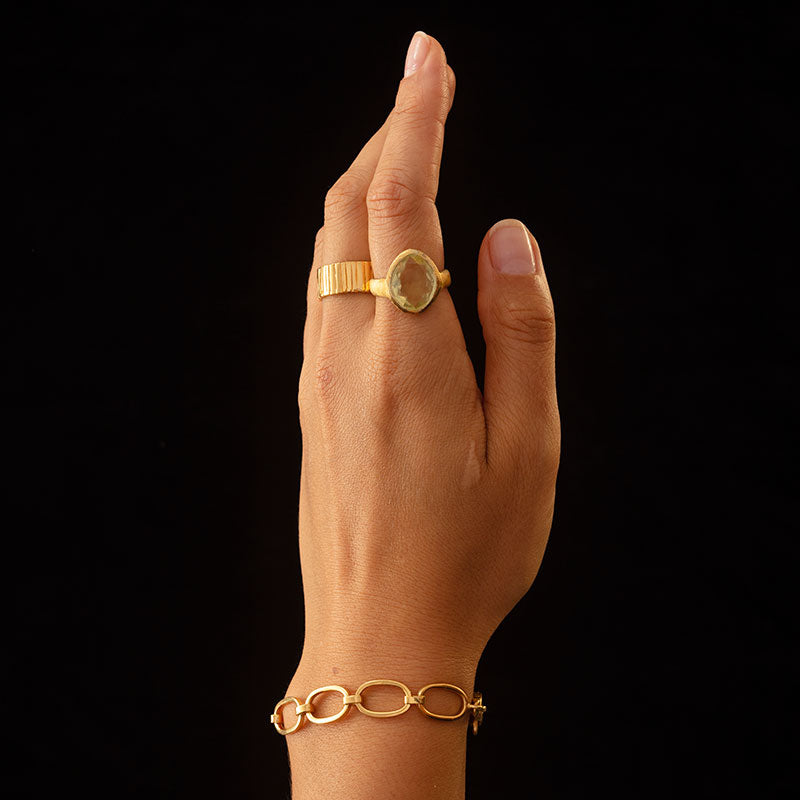 Leto Ring, Lemon Quartz, Gold